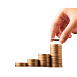 Mano apilando monedas representando el módulo de Gestión y Costeo del ERP PAV Solutions, con control de costos de producción, análisis de rentabilidad y optimización presupuestaria